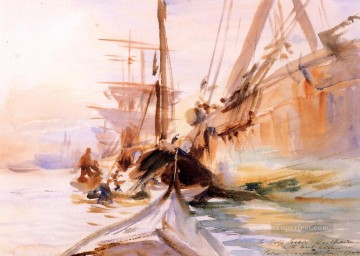  Carga Arte - Descarga de barcos Venecia John Singer Sargent
